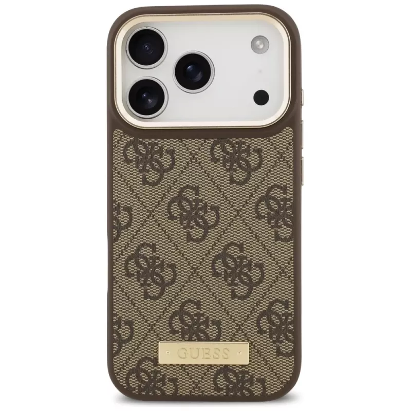 Guess 4G Logo Plate MagSafe Θήκη για Apple iPhone 17 Pro Καφέ