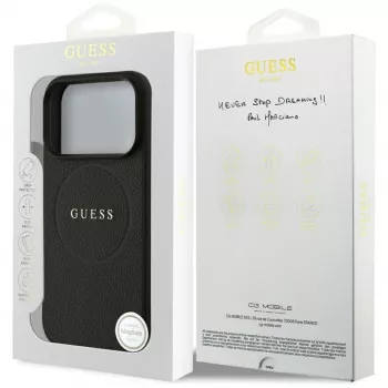 Guess Grained Ring MagSafe Θήκη για iPhone 17 Pro (Μαύρο)