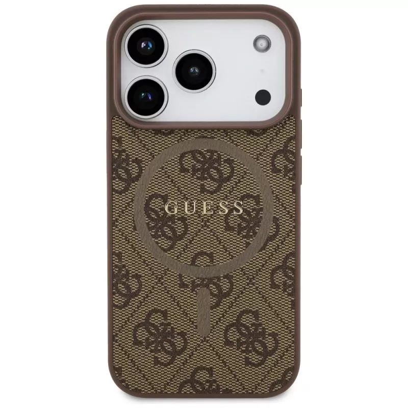 Guess 4G Ring Classic Logo MagSafe Θήκη για Apple iPhone 17 Pro, Καφέ