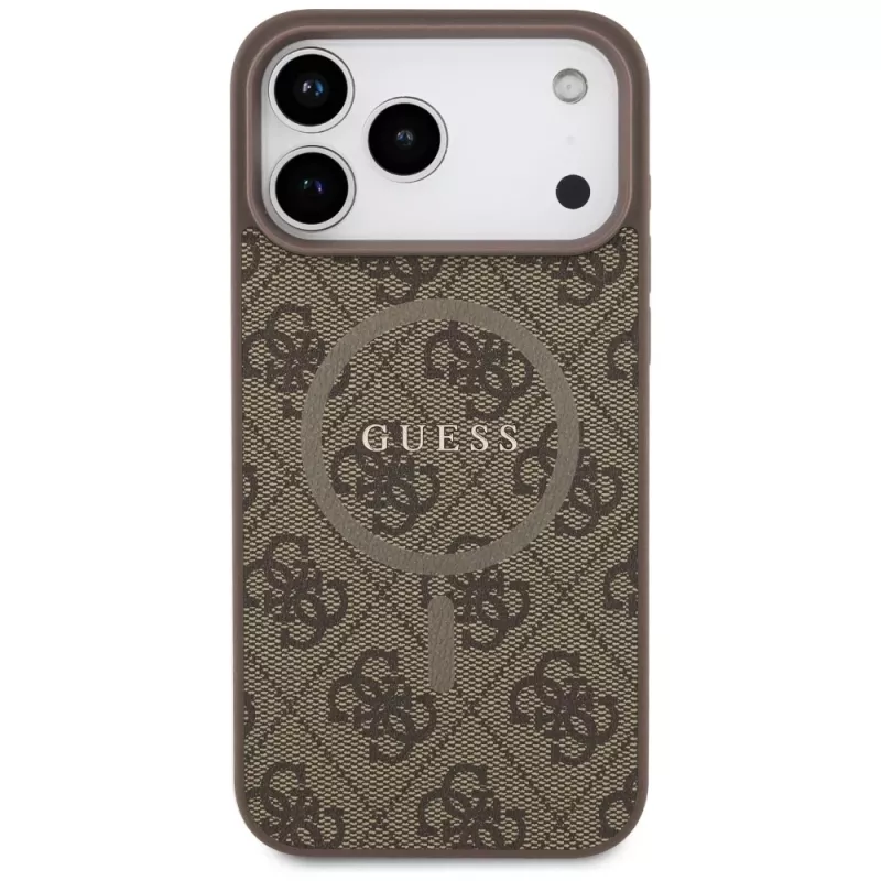 Guess 4G Ring Classic Logo MagSafe Θήκη για iPhone 17 Pro Max (Καφέ)