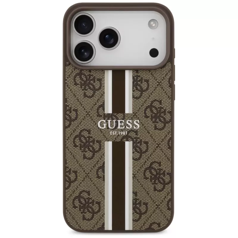 Guess 4G Printed Stripes MagSafe Θήκη για iPhone 17 Pro Max (Καφέ)