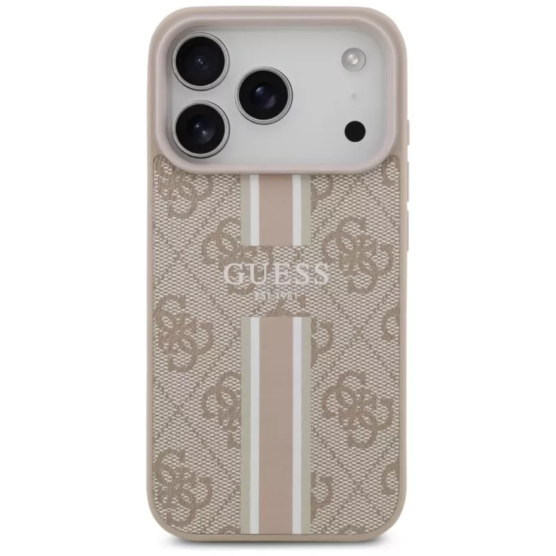 Guess 4G Printed Stripes MagSafe Θήκη για iPhone 17 Pro (Ροζ)