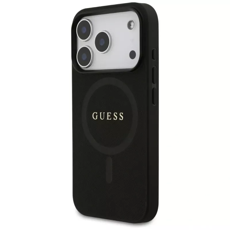 Guess Saffiano Classic Logo MagSafe Θήκη για iPhone 17 Pro, Μαύρο