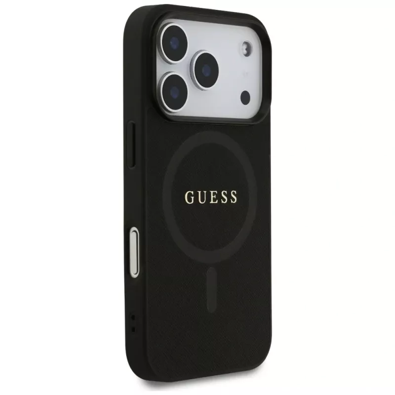 Guess Saffiano Classic Logo MagSafe Θήκη για iPhone 17 Pro, Μαύρο