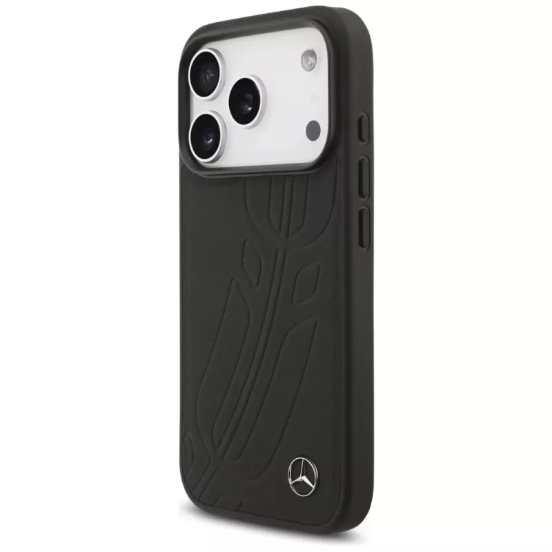 Δερμάτινη θήκη Mercedes Large Laurel Leave MagSafe για iPhone 17 Pro μαύρο