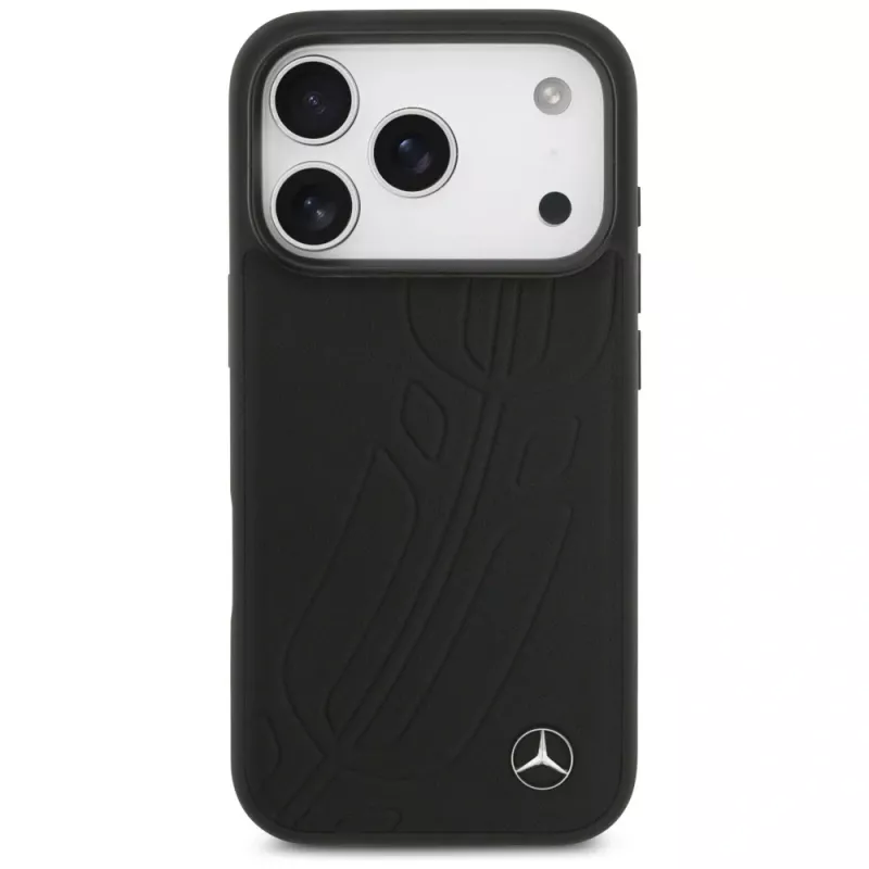 Δερμάτινη θήκη Mercedes Large Laurel Leave MagSafe για iPhone 17 Pro μαύρο