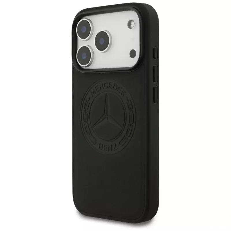 Mercedes Vintage Logo δερμάτινη θήκη MagSafe για iPhone 17 Pro μαύρη