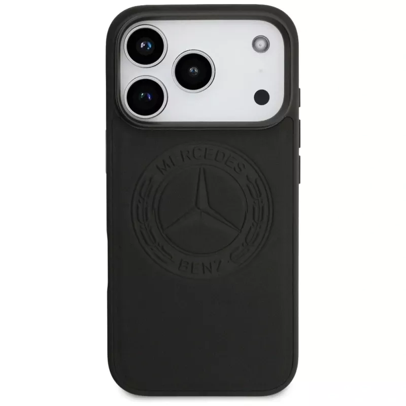 Mercedes Vintage Logo δερμάτινη θήκη MagSafe για iPhone 17 Pro μαύρη