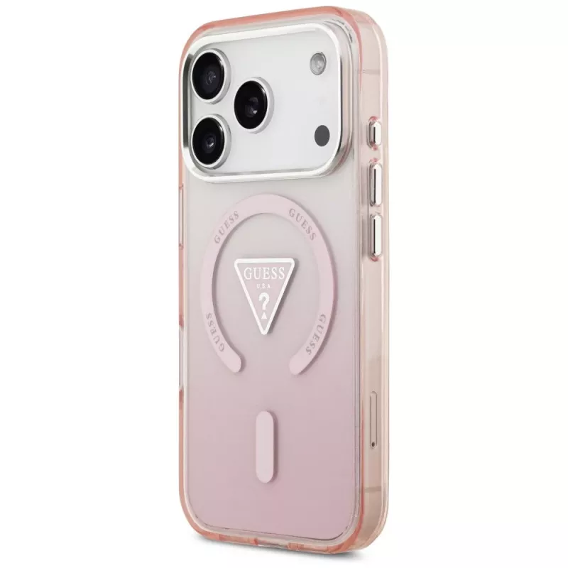 Θήκη Guess IML Gradient Triangle Logo MagSafe για Apple iPhone 17 Pro, ροζ