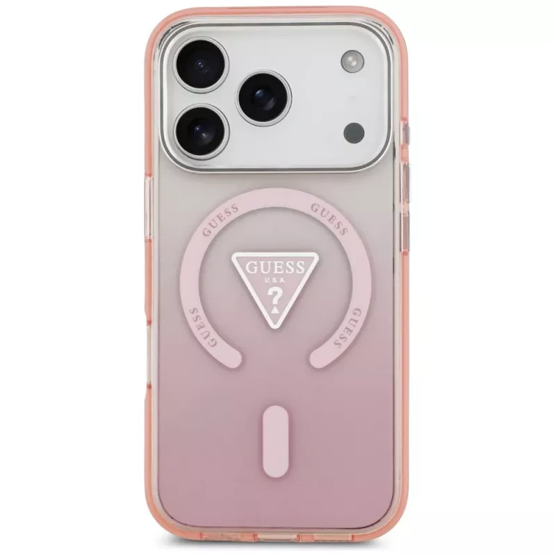 Θήκη Guess IML Gradient Triangle Logo MagSafe για Apple iPhone 17 Pro, ροζ