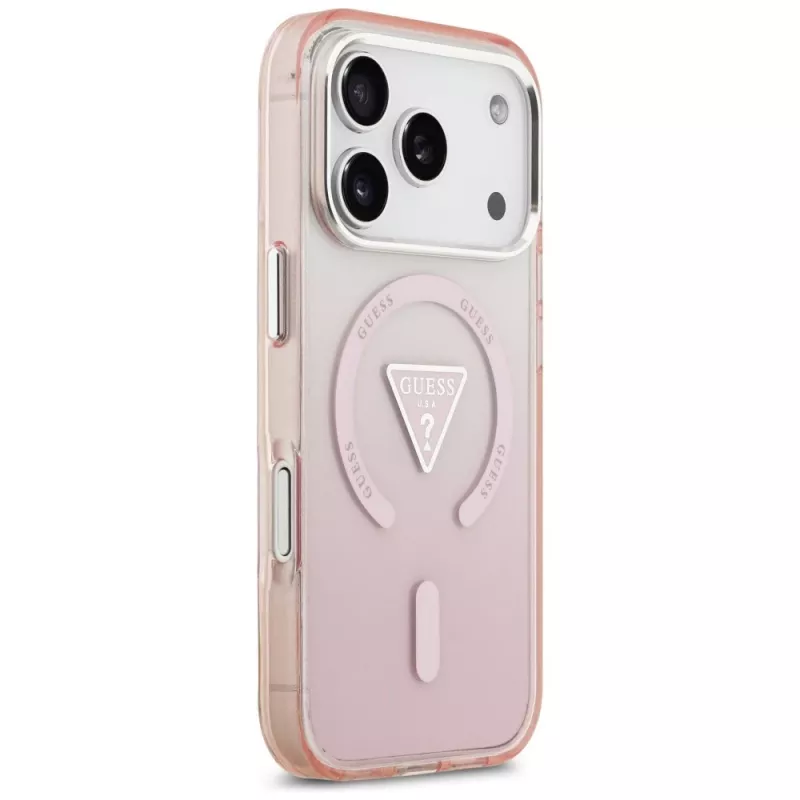 Θήκη Guess IML Gradient Triangle Logo MagSafe για Apple iPhone 17 Pro, ροζ
