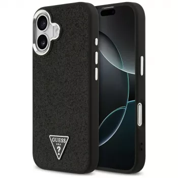Θήκη Guess Glitter Triangle Logo MagSafe για iPhone 17 μαύρο