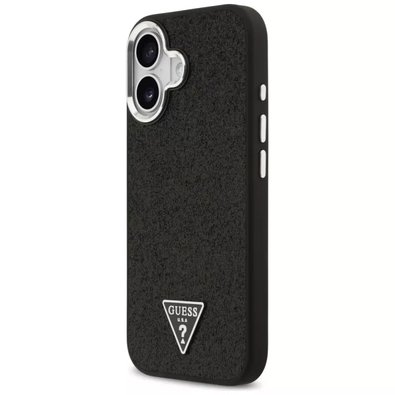 Θήκη Guess Glitter Triangle Logo MagSafe για iPhone 17 μαύρο