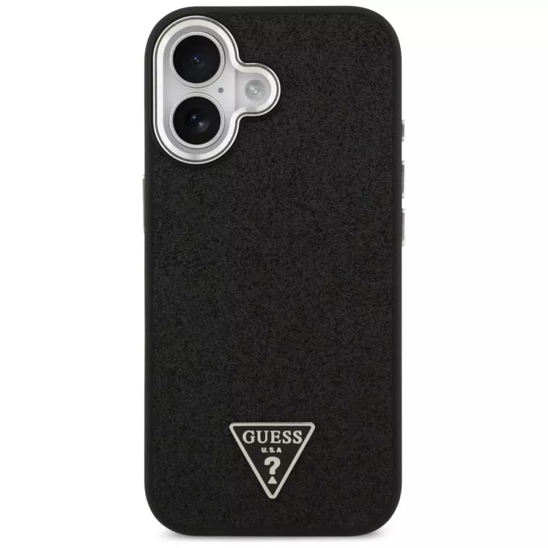 Θήκη Guess Glitter Triangle Logo MagSafe για iPhone 17 μαύρο