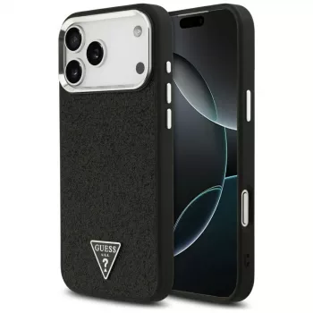 Θήκη Guess Glitter Triangle Logo MagSafe για iPhone 17 Pro Max μαύρο