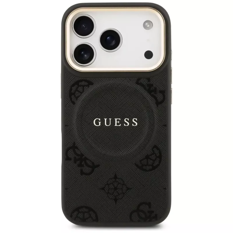 Guess Peony Hot Stamp MagSafe θήκη για Apple iPhone 17 Pro, μαύρο