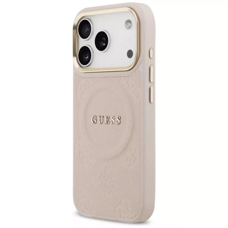 Guess Peony Hot Stamp MagSafe θήκη για iPhone 17 Pro, ροζ