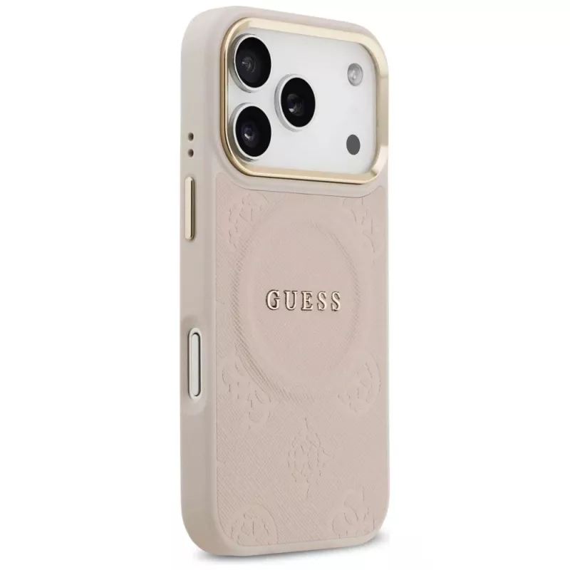 Guess Peony Hot Stamp MagSafe θήκη για iPhone 17 Pro, ροζ