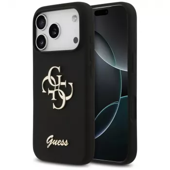 Guess Silicone Big 4G Script θήκη για iPhone 17 Pro μαύρο