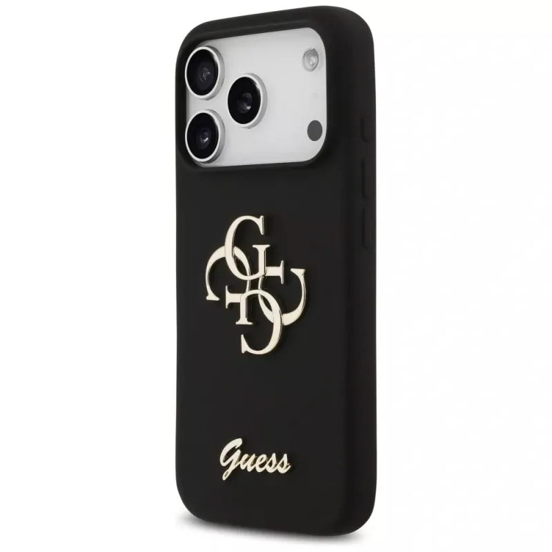 Guess Silicone Big 4G Script θήκη για iPhone 17 Pro μαύρο