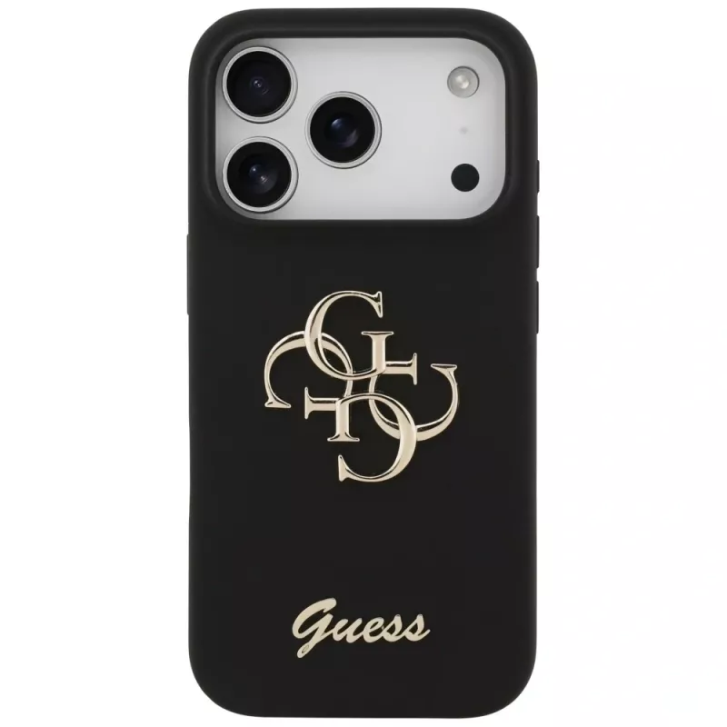 Guess Silicone Big 4G Script θήκη για iPhone 17 Pro μαύρο