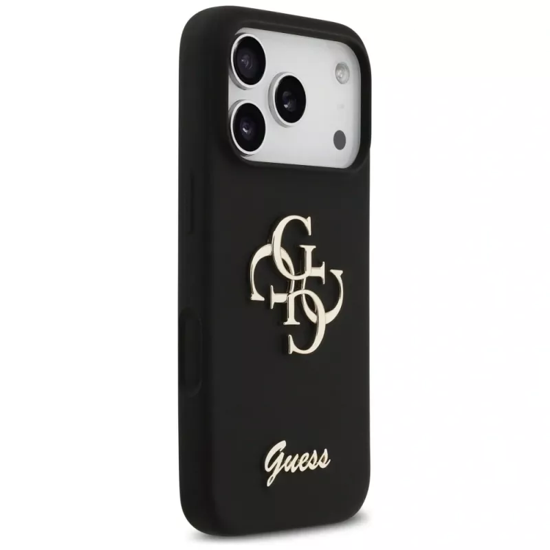 Guess Silicone Big 4G Script θήκη για iPhone 17 Pro μαύρο