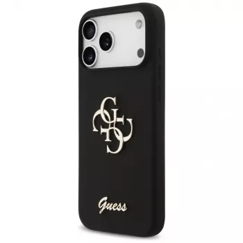 Guess Silicone Big 4G Script θήκη για iPhone 17 Pro Max, μαύρο