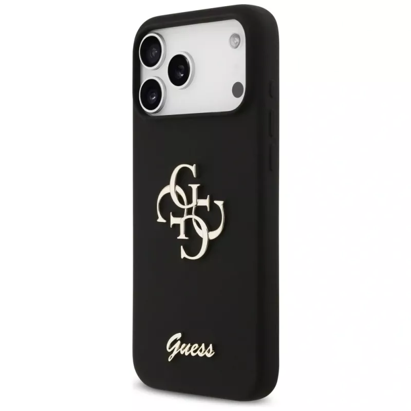 Guess Silicone Big 4G Script θήκη για iPhone 17 Pro Max, μαύρο