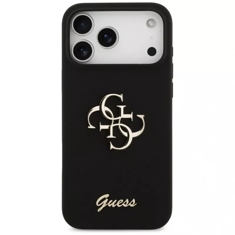 Guess Silicone Big 4G Script θήκη για iPhone 17 Pro Max, μαύρο