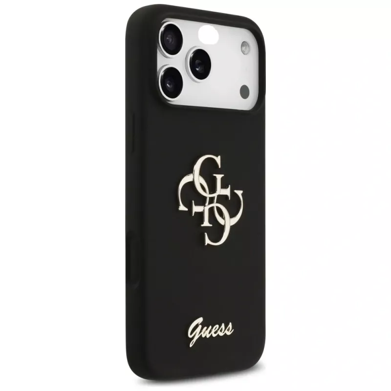 Guess Silicone Big 4G Script θήκη για iPhone 17 Pro Max, μαύρο