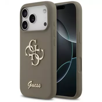 Guess Silicone Big 4G Script θήκη για iPhone 17 Pro καφέ