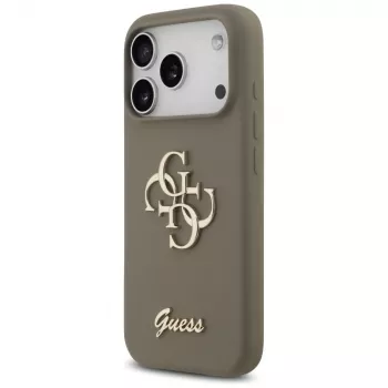 Guess Silicone Big 4G Script θήκη για iPhone 17 Pro καφέ