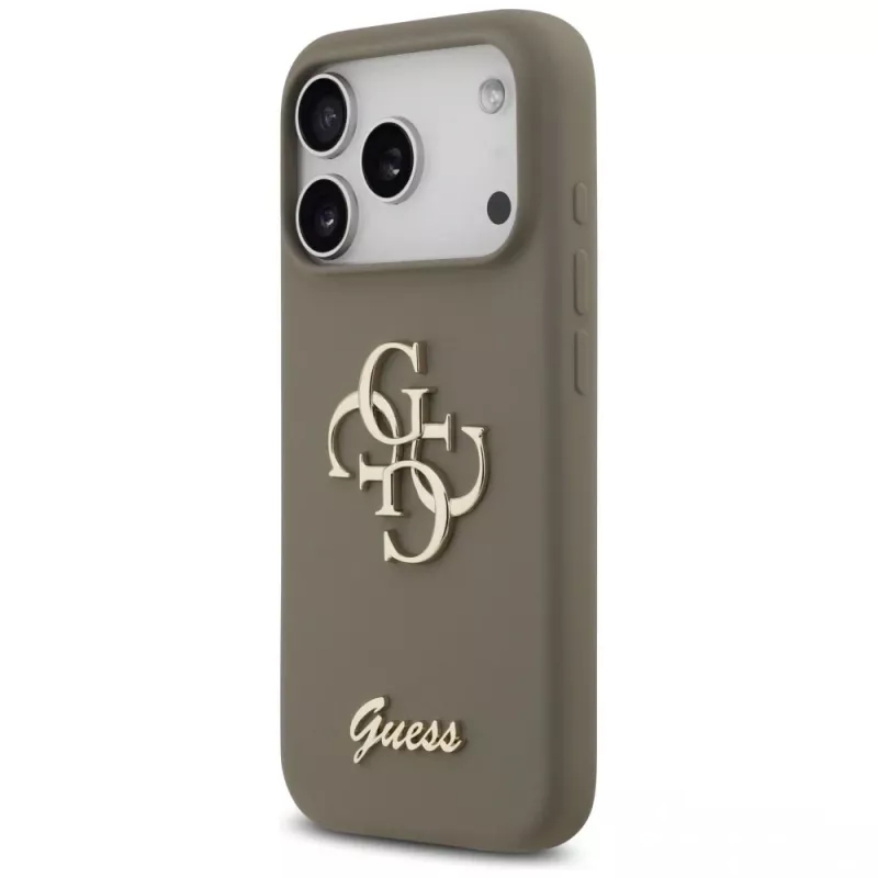 Guess Silicone Big 4G Script θήκη για iPhone 17 Pro καφέ
