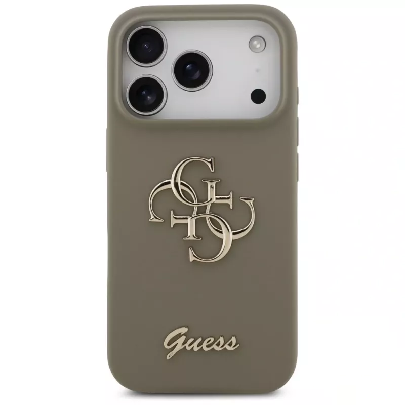 Guess Silicone Big 4G Script θήκη για iPhone 17 Pro καφέ