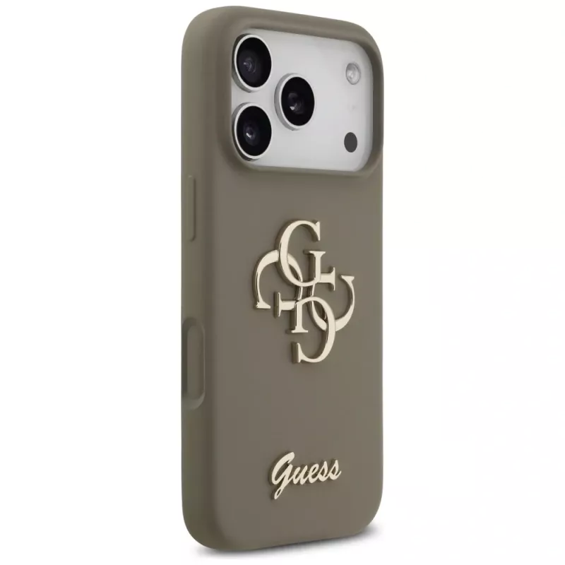 Guess Silicone Big 4G Script θήκη για iPhone 17 Pro καφέ