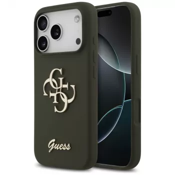 Guess Silicone Big 4G Script θήκη για iPhone 17 Pro - χακί