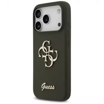 Guess Silicone Big 4G Script θήκη για iPhone 17 Pro Max χακί