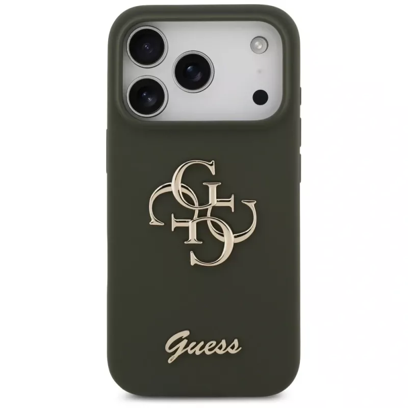 Guess Silicone Big 4G Script θήκη για iPhone 17 Pro Max χακί