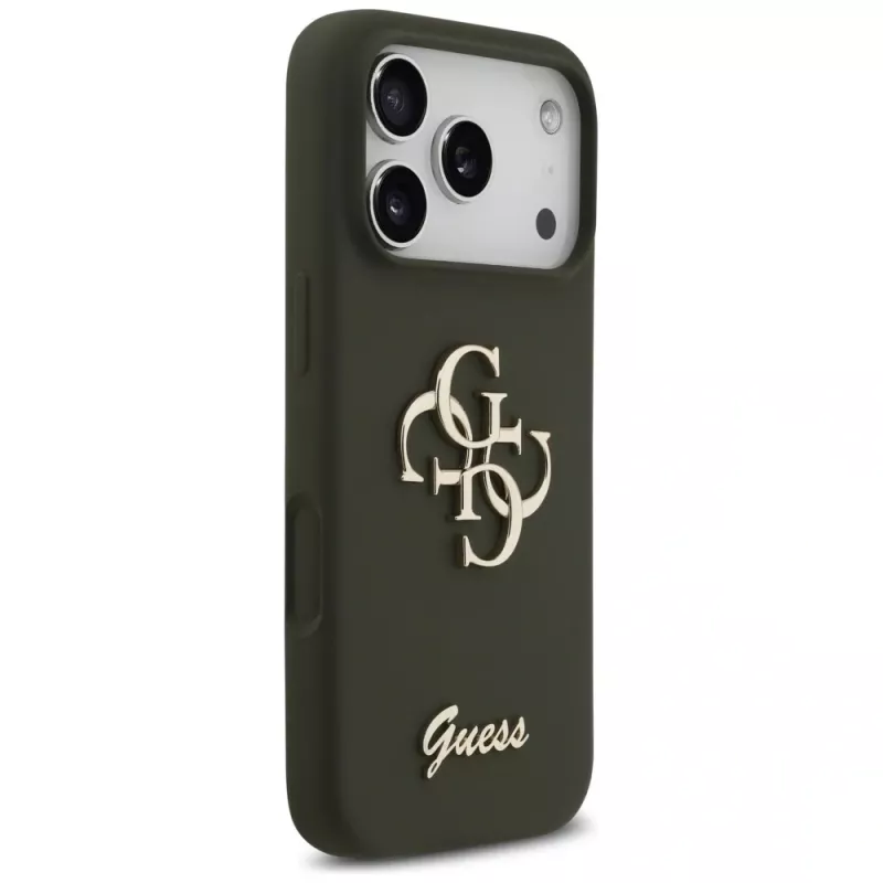 Guess Silicone Big 4G Script θήκη για iPhone 17 Pro Max χακί