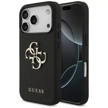 Guess Grained Big 4G & Classic Logo Protective Case για Apple iPhone 17 Pro, μαύρο