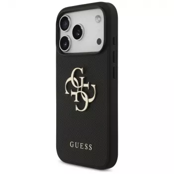 Guess Grained Big 4G & Classic Logo Protective Case για Apple iPhone 17 Pro, μαύρο