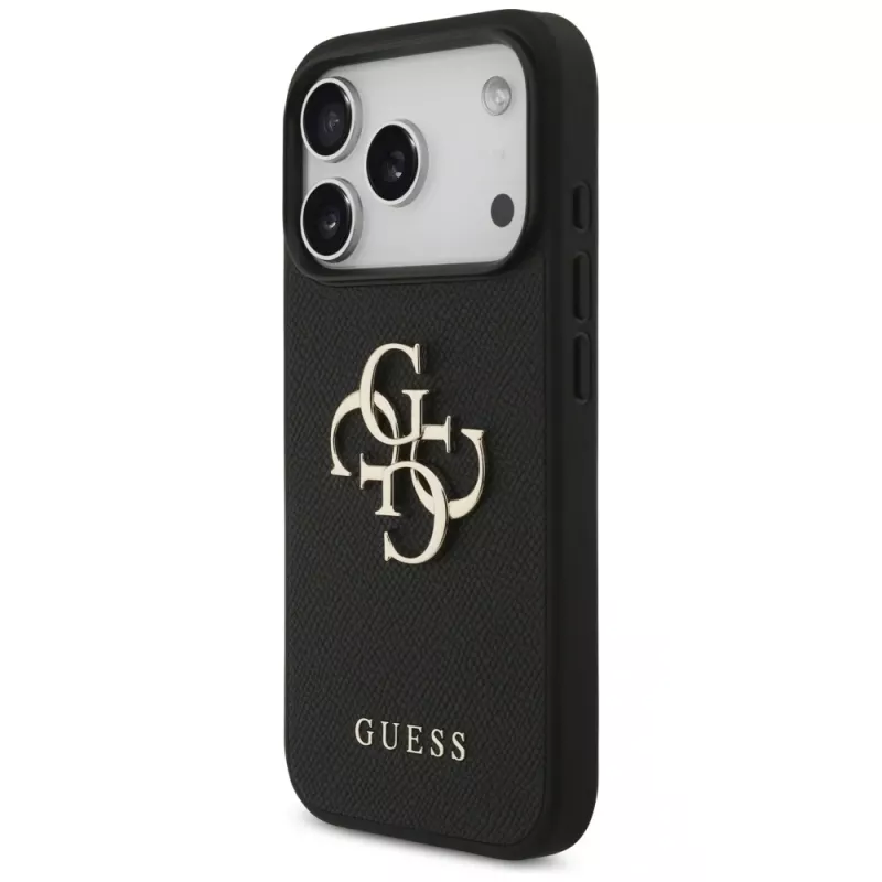 Guess Grained Big 4G & Classic Logo Protective Case για Apple iPhone 17 Pro, μαύρο