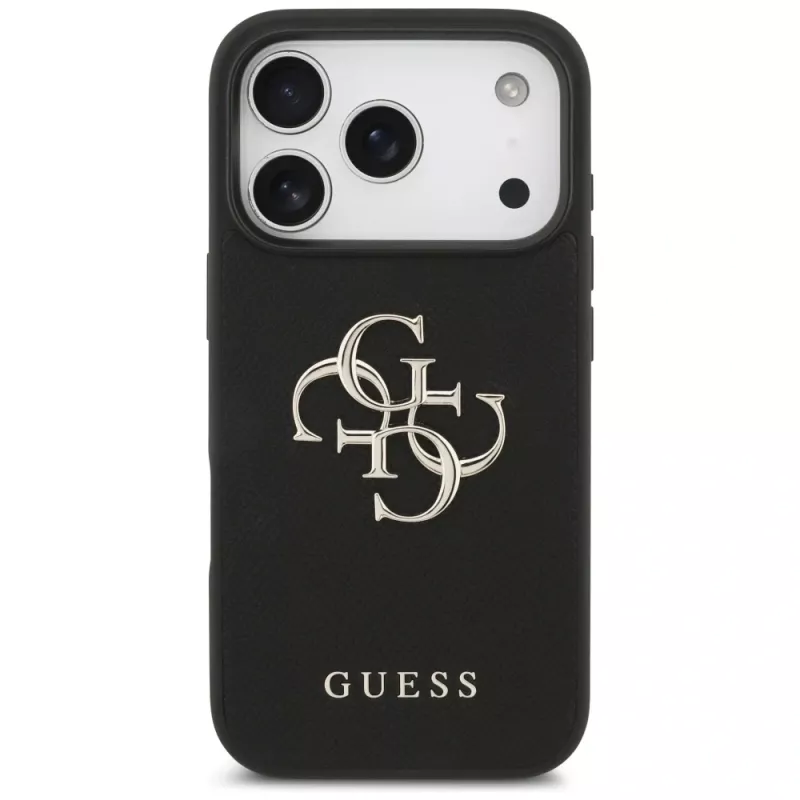 Guess Grained Big 4G & Classic Logo Protective Case για Apple iPhone 17 Pro, μαύρο