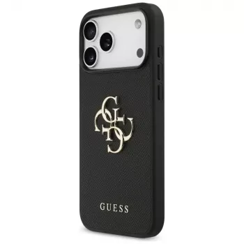 Guess Grained Big 4G & Classic Logo Πίσω Κάλυμμα για iPhone 17 Pro Max, Μαύρο