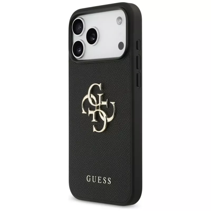 Guess Grained Big 4G & Classic Logo Πίσω Κάλυμμα για iPhone 17 Pro Max, Μαύρο