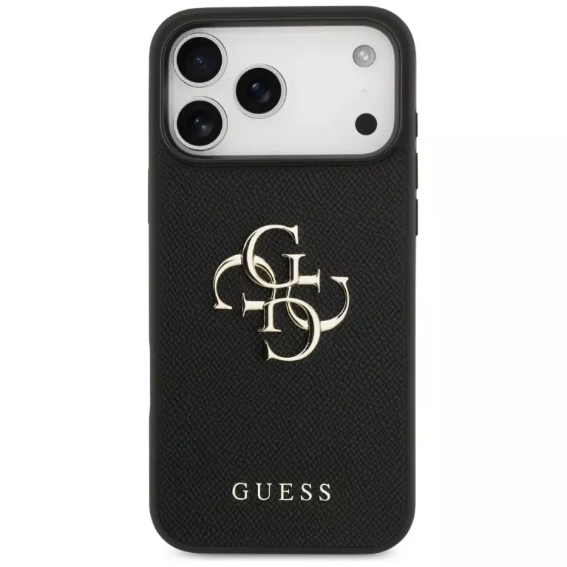 Guess Grained Big 4G & Classic Logo Πίσω Κάλυμμα για iPhone 17 Pro Max, Μαύρο