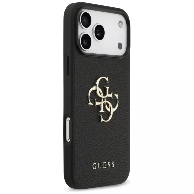 Guess Grained Big 4G & Classic Logo Πίσω Κάλυμμα για iPhone 17 Pro Max, Μαύρο