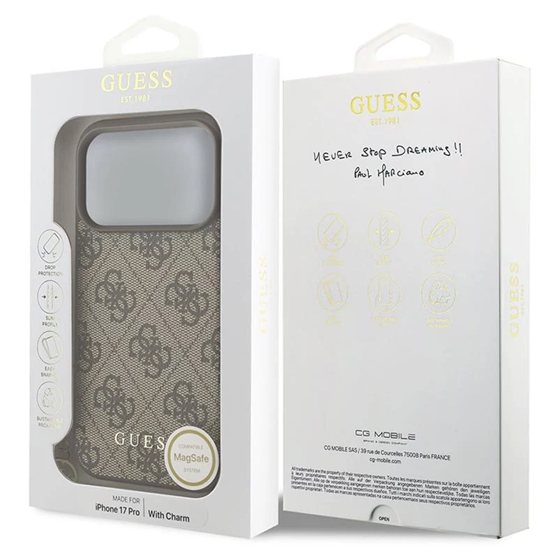 Guess 4G Charms Collection MagSafe Case για iPhone 17 Pro (καφέ)