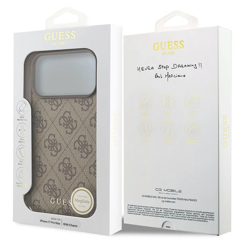 Guess 4G Charms Collection MagSafe Case για iPhone 17 Pro Max (καφέ)