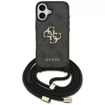 Guess 4G Big Logo Cord Strap Crossbody Case για Apple iPhone 17, μαύρο